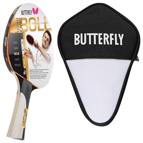 Butterfly® Timo Boll Gold 85020 Tischtennisschläger | Tischtennis Racket Bat TT Hobby & Freizeit | Trainingsschläger für geüpte Spieler | ITTF zertifizierter Pan Asia Belag | konkave Griffform von Butterfly