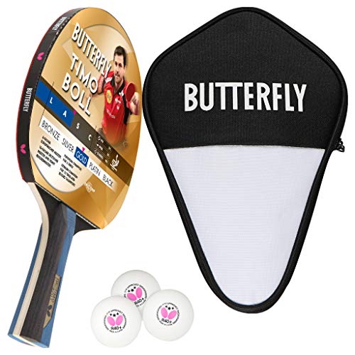 Butterfly® Timo Boll Gold Tischtennisschläger | Tischtennis Racket Bat TT Profi Wettkampfschläger für geüpte Spieler | hohe Qualität | ITTF zertifizierter Pan Asia Belag | konkave Griffform von Butterfly