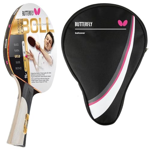 Butterfly® Timo Boll Gold 85020 Tischtennisschläger | Tischtennis Racket Bat TT Hobby & Freizeit | Trainingsschläger für geüpte Spieler | ITTF zertifizierter Pan Asia Belag | konkave Griffform von Butterfly