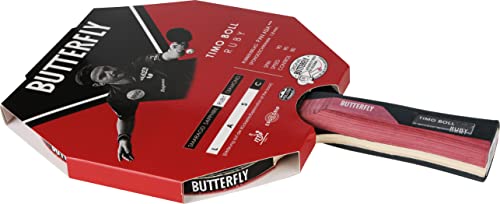 Butterfly Timo Boll Ruby Tischtennisschläger | ITTF zertifizierter Pan Asia Belag für Wettkampf mit 1,8mm Schwamm | für ambitionierte Vereinsspieler von Butterfly