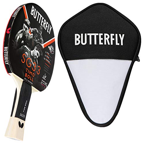 Butterfly® Timo Boll SG33 Tischtennisschläger | Tischtennis Racket Hobby & Freizeit | ambitionierter Freizeitspieler | hochwertig | ITTF zertifizierter Addoy Belag | konkave Griffform mit smart.Grip von Butterfly