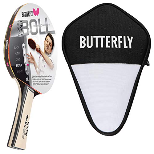 Butterfly® Timo Boll Silver 85015 Tischtennisschläger | Tischtennis Racket TT Bat Hobbyschläger für ambitionierte Freizeitspieler | hochwertig | ITTF zertifizierter Addoy Belag | anatomische Griffform von Butterfly