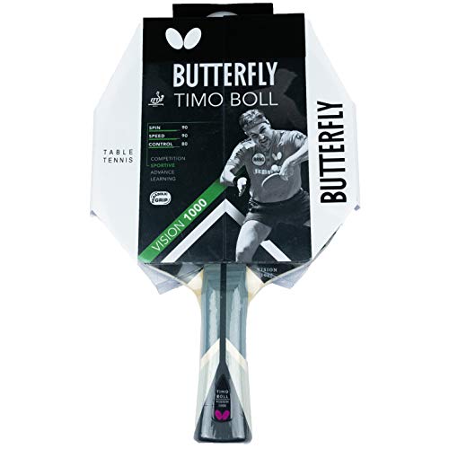 Butterfly® Timo Boll Vision 1000 Tischtennisschläger | Tischtennis Racket Bat TT Profi Wettkampfschläger für technisch fortgeschrittene Spieler | ITTF zertifizierter Pan Asia Belag | Griffform konkav von Butterfly