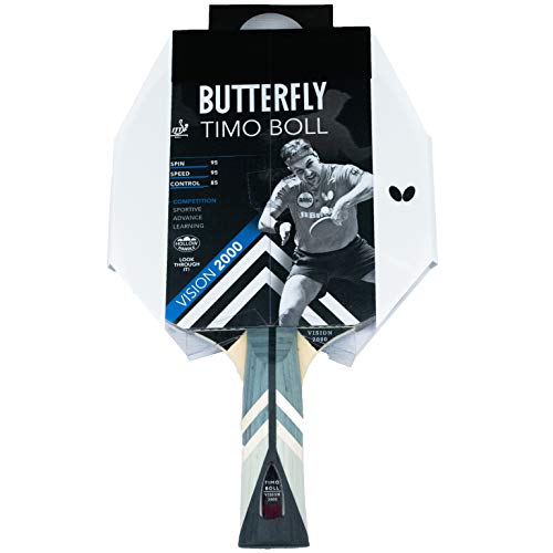 Butterfly® Timo Boll Vision 2000 Tischtennisschläger | Tischtennis Racket Bat TT Profi Wettkampfschläger technisch fortgeschrittene Spieler | ITTF zertifizierter Wakaba Belag | Griffform anatomisch von Butterfly