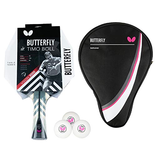 Butterfly® Timo Boll Vision 3000 Tischtennisschläger | Tischtennis Racket Bat TT Profi Wettkampfschläger für technisch fortgeschrittene Spieler | ITTF zertifizierter Wakaba Belag | Griffform konkav von Butterfly