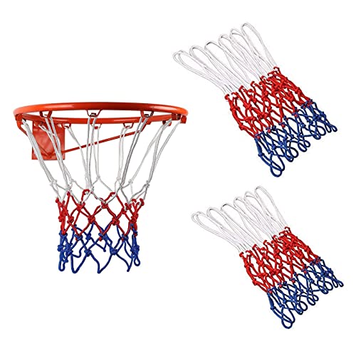 Basketballnetz, Nylon Basketballnetz, Robustes Basketballnetz, Profi Basketballnetz, 12 Loop Heavy Duty Basketball Netz passt Standard Indoor oder Outdoor Basketball Hoop (Rot/Weiß/Blau) von Butyeak
