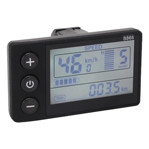 BuyWeek Elektrofahrrad S866 LCD-Anzeigefeld, ABS 24V 36V 48V 60V Wasserdichtes Elektrofahrrad-LCD-Anzeigefeld für Ersatzmodifikation von BuyWeek