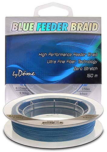 By Döme Team Feeder Blue Feeder Braid 150 m, 0,12 mm, 9,9 kg, hohe Leistung, ultrafeine Fasertechnologie, keine Dehnung von By Döme