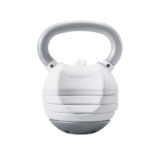 BYZOOM FITNESS 13.6kg/30lb Verstellbare Kettlebell, Pure Series Weiß, 5 Gewichtseinstellungen von ByZoom Fitness