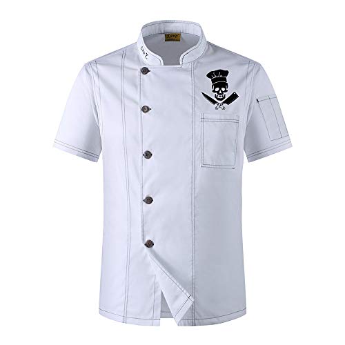 Bycloth Kochjacke Kurzarm für Unisex Küchentücher Koch Koch Kellner Kellnerin Mantel Uniformjacke,Weiß,M von Bycloth