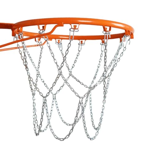 Geflochtenes Standard-Basketballnetz, Stahlkettennetz für Basketballkorb, robuste Kette, Basketballnetz, Ersatz, Metallkette, Basketballnetz von Bydezcon