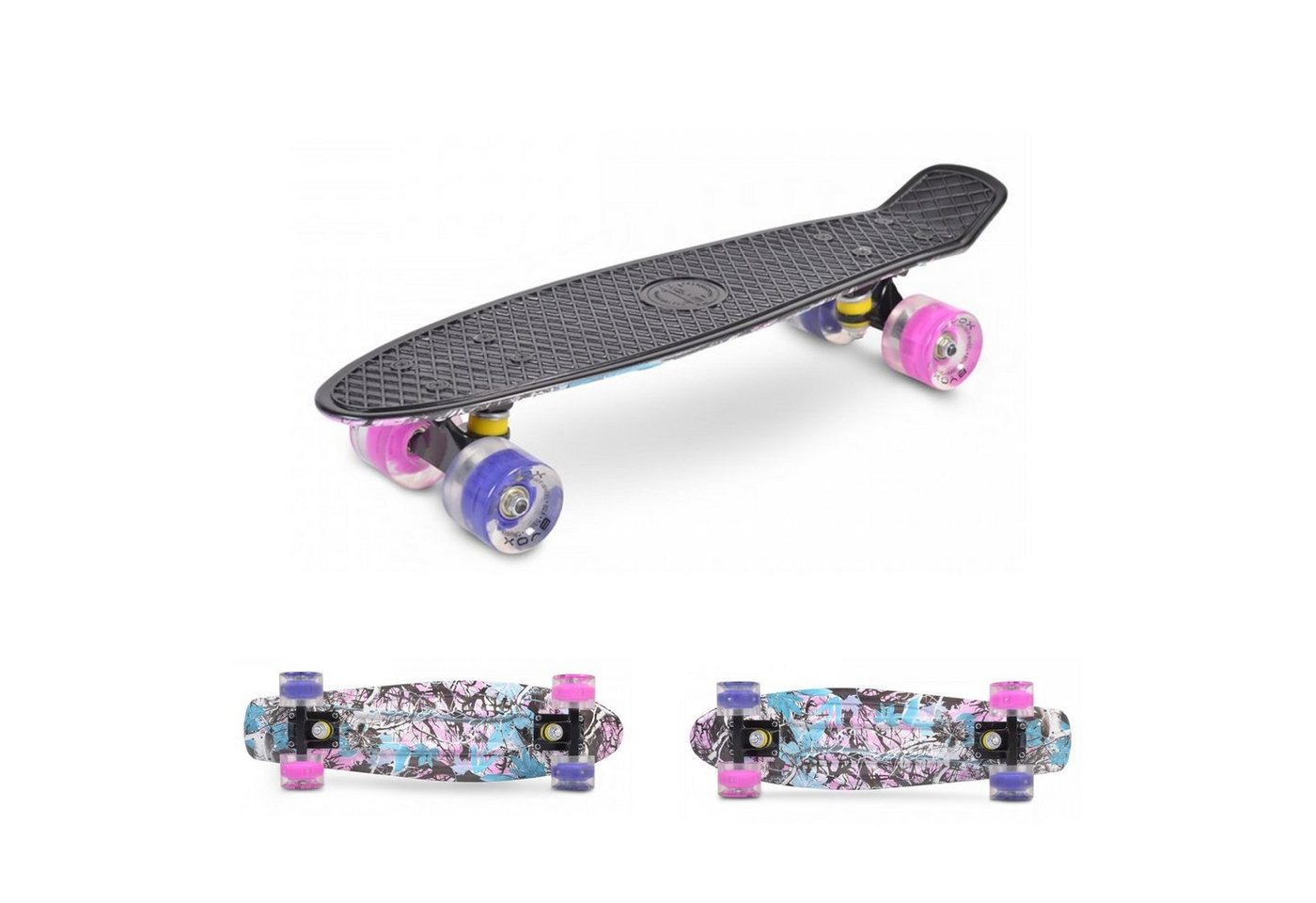 Byox Skateboard Kinder Skateboard Graffiti, 22 Aluminium Achse 85A PU Rollen ABEC 7 Lager" von Byox