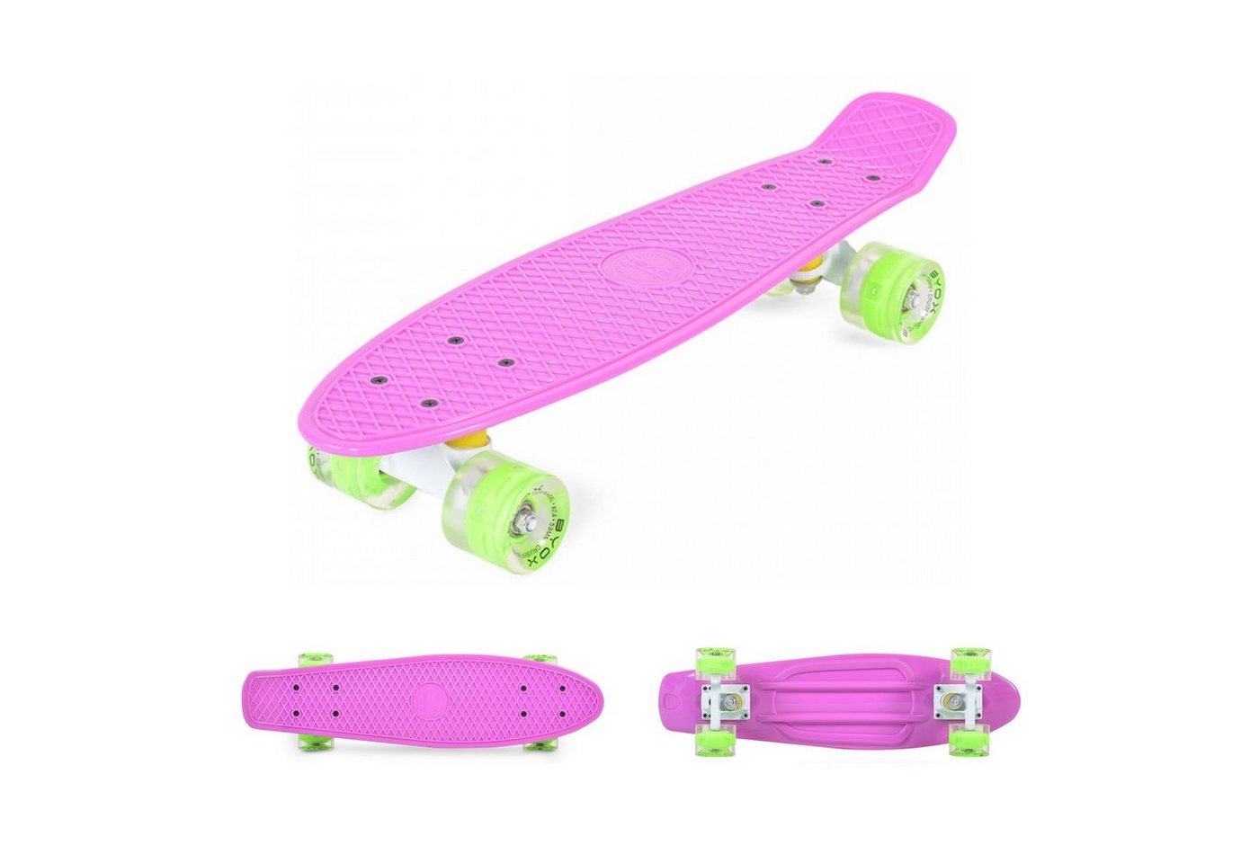 Byox Skateboard Kinder Skateboard Spice LED, 22 Zoll, Aluminium Achse, 80A 45mm, ABEC-7 von Byox