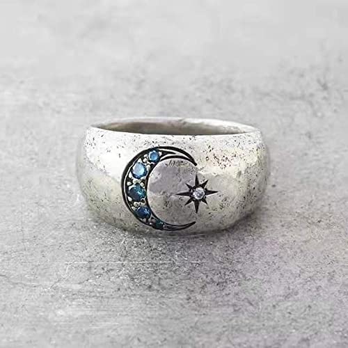 Bysonglezai Ring Damen Ringe Herren Frauen Geschenk Exquisite Fashion Sun Moon Ringe Für Frauen Vintage Blue Stones Ring 12 Ring von Bysonglezai