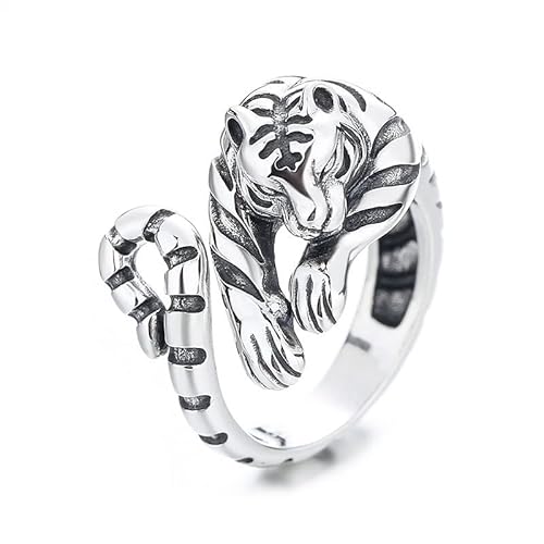 Bysonglezai Ringe Ring Damen Herren Tiger Ring Für Männer Frauen Vintage Tierstil Einfaches Trendiges Geschenk Verstellbare Öffnungsringe Größenveränderbar Wn1175-1 von Bysonglezai