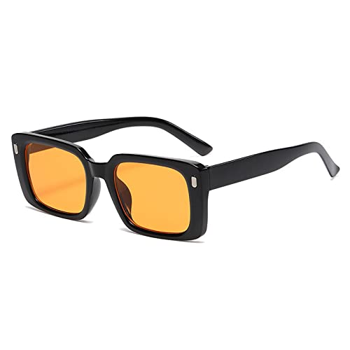 Bysonglezai Sonnenbrille Damen Herren Sunglasses Mode Quadratische Sonnenbrille Frau Vintage Orange Sonnenbrille Weibliche Shades Spiegel Outdoor Retro Rivet Eyewear 5 von Bysonglezai