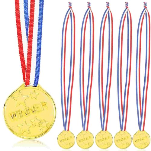 Bzwyonst 100 Stück Kindermedaillen für Fußballspiele, Medaillen, Partyzubehör, Metall, Sporttag, Goldene Auszeichnung für Kinder für Basketball und Fußball von Bzwyonst