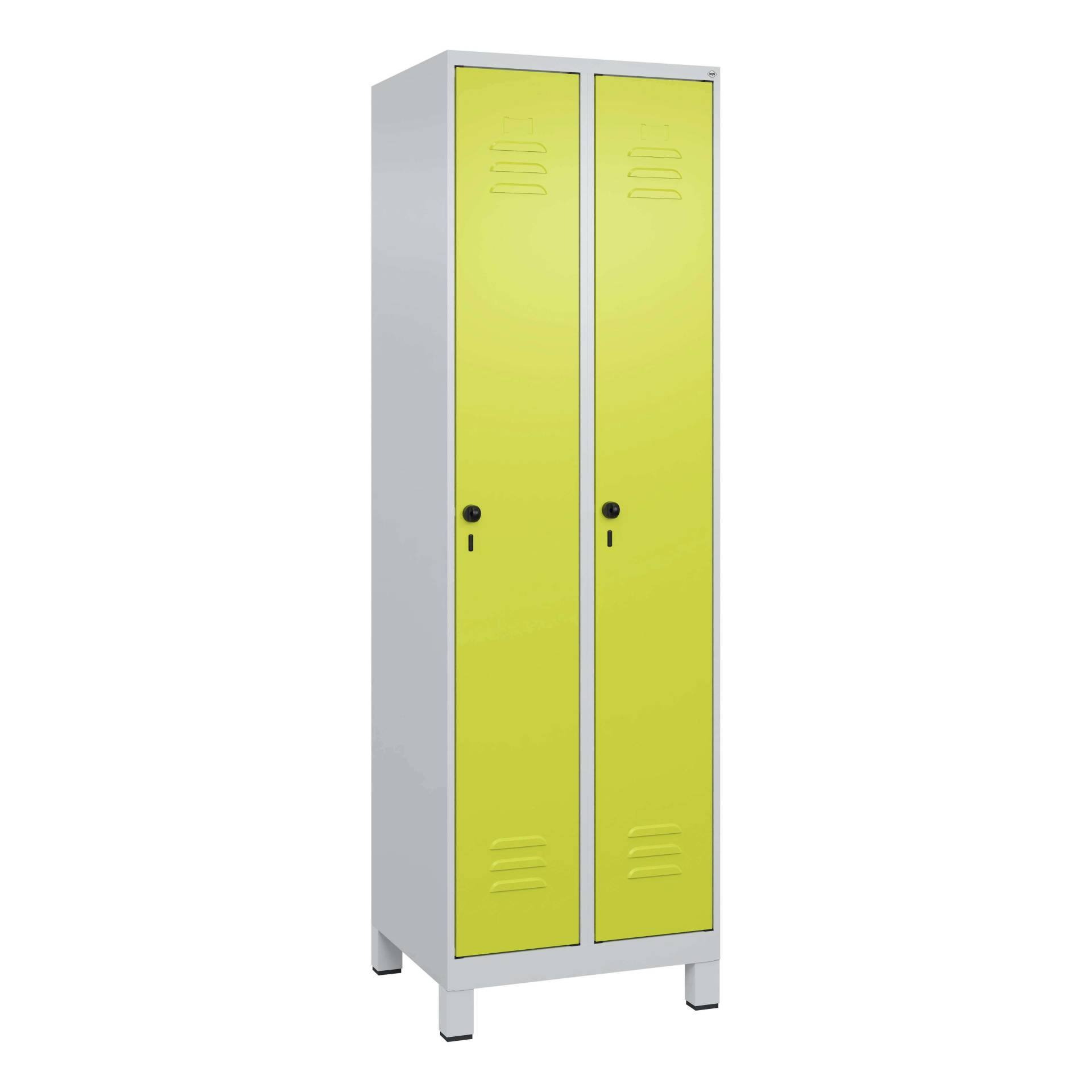 C+P Garderobenschrank "Classic Plus", Abteilbreite 30 cm, mit Füßen, Clowngrün (RAL 110 80 60), 195x60x50 cm/ 2 Fächer von C+P