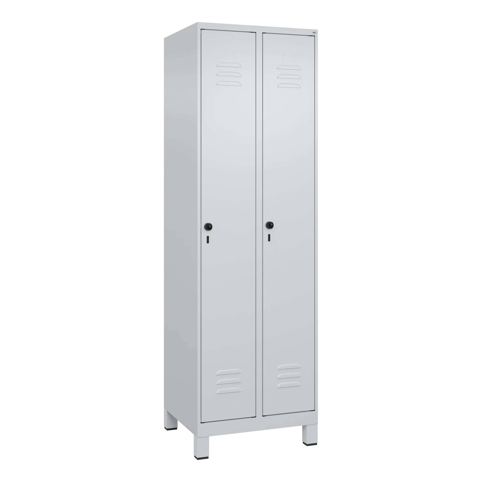 C+P Garderobenschrank "Classic Plus", Abteilbreite 30 cm, mit Füßen, Lichtgrau (RAL 7035), 195x60x50 cm/ 2 Fächer von C+P