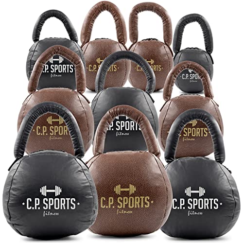 C.P. SPORTS Kettlebell - Kunstleder braun - Gewicht 4kg | für Kraftsport, Cross Training, Fitness, Sport, Workout | robust und abwaschbar | für Damen & Herren, Anfänger & Einsteiger von C.P.Sports