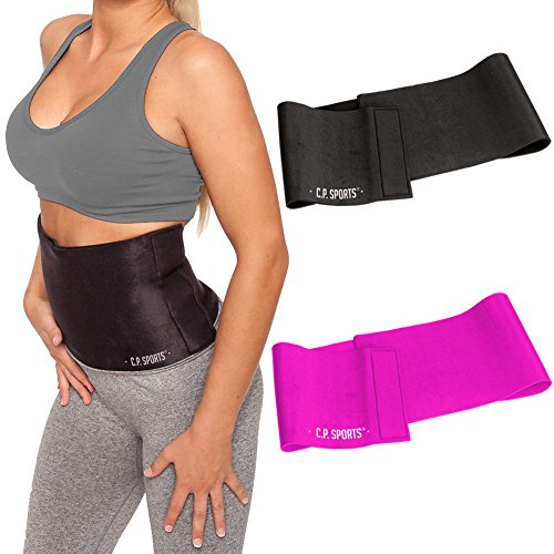 C.P. Sports Fitnessgürtel Bauchgürtel zur Fettverbrennung - Taillentrimmer für Männer und Frauen - Schwitzgürtel zum abnehmen, Slimmer Belt - Bauchweggürtel (Schwarz) von C.P.Sports