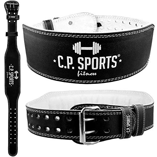 C.P. Sports Gewichthebergürtel Leder schwarz, Trainingsgürtel mit Größentabelle (S) von C.P.Sports