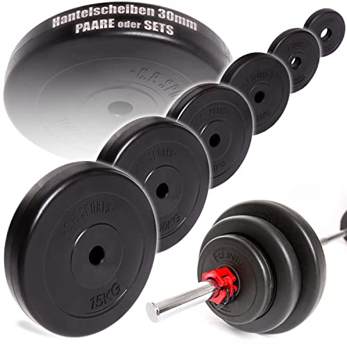 C.P. Sports Hantelscheiben 30/31 mm 26 KG, 30 KG und 52 KG Set, Hantelscheiben Set, Kunststoff, Krafttraining, Fitness, Bodybuilding, Bumper Plates (26 KG - Set 2) von C.P.Sports