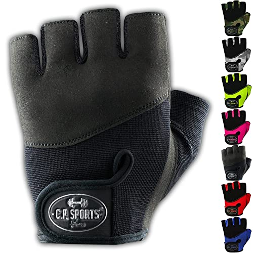 C.P. Sports Iron-Handschuh Komfort farbig Trainingshandschuh Fitness Handschuhe für Damen und Herren, Fitnesshandschuh, Krafttraining, Bodybuilding Schwarz von C.P.Sports