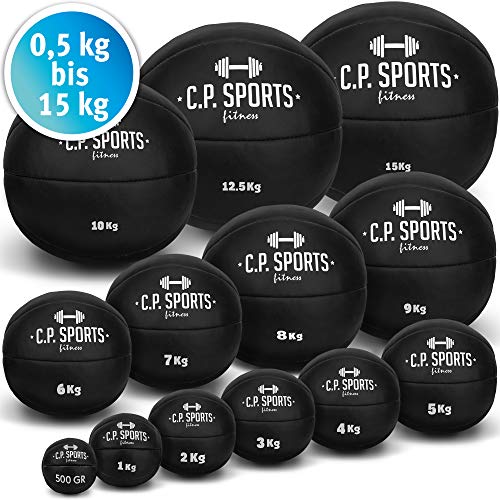 C.P. Sports Medizinball Leder Braun oder Schwarz K5, Gewichtsball, Medizinbälle, Ball - 1kg - 15kg von C.P.Sports