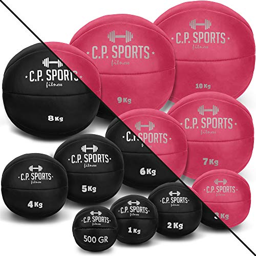 C.P. Sports Medizinball pink oder schwarz | 0,5 KG bis 10 KG | einzeln oder Set | für Sport Fitness Krafttraining Gym Reha schwarz 1 KG von C.P.Sports