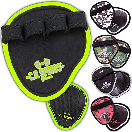 C.P. Sports Power Grips, Grip Pads, Griffpads, Griffpolster Ideal für Bodybuilding, Fitness & Kraftsport Griffpads, Powerpad mit Fingerschlaufen – 2X Paar Camouflage weiß von C.P.Sports