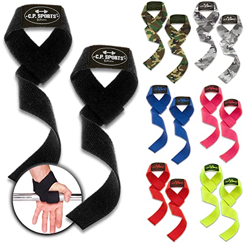 C.P.Sports Zughilfen Paar – 50cm Lifting Straps aus reißfestem Stoff – Zugband Gewichtheben/Klimmzüge Griffhilfe – für Fitness, Bodybuilding, Krafttraining, Gym (Gelb) von C.P. Sports