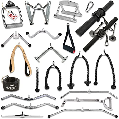 C.P.Sports Griffe für Seilzüge, Kabelzüge, Latzugstange, Rudergriff, Bizeps Trizeps Stange, Trizeps Seil, SZ Stange, Karabiner, Einhandgriff, Unterarmtrainer, Griff Set (Trizepsseil-85cm) von C.P.Sports