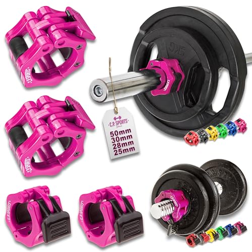 C.P. Sports Schnellverschluss für Hanteln 28 mm I praktischer Hantelverschluss mit Einhandmontage für sicheres Training & schnellen Scheibenwechsel I robuste Kunststoff-Hantelklemme, pink von C.P.Sports