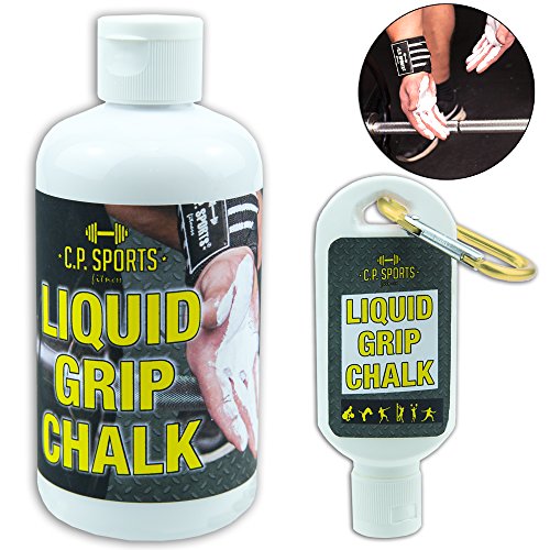 C.P.Sports Liquid Grip Chalk (300ml 1x 50 ml + 1x 250ml) Set zum nachfüllen praktisch mit Karabiner für unterwegs Magnesia flüssiges/Chalk/Turnen, Flüssig Kreide von C.P.Sports