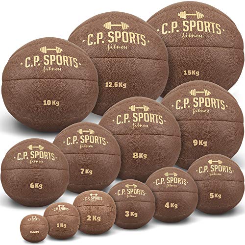 C.P.Sports Medizinball Leder braun K5, Gewichtsball, Original Medizinbälle, Ball, Gymnastikball - 0,5 kg, 1 kg, 2 kg, 3 kg, 4 kg, 5 kg, 6 kg, 7 kg, 8 kg, 9 kg, 10 kg, 12,5 kg, 15 kg von C.P.Sports