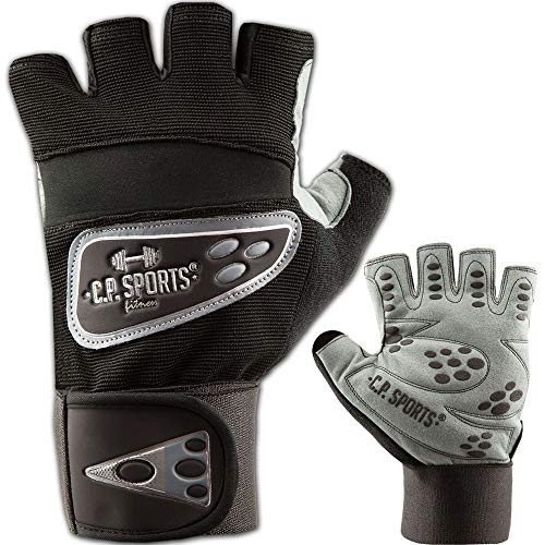 C.P.Sports Profi Grip Bandagen Handschuh F9, schwarz/Silber, Fitnesshandschuh für Damen und Herren von C.P.Sports