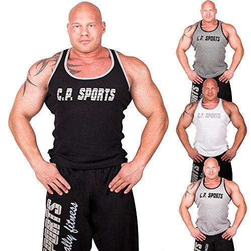 C.P.Sports Rib Tank-Top S7 - Farbe: Schwarz, Bodybuilding & Kraftsport + Trainings T-Shirt (schwarz, M) von C.P.Sports