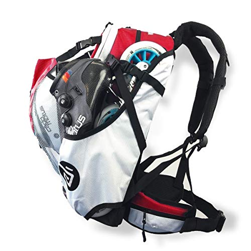 CADOMOTUS Airflow Sportrucksack 30+15L - Fahrrad Rucksack - MTB Rucksack - Inline Skater Rucksack Erwachsene - Ultraleicht und mit Rückenbelüftung, Helmfach und Schuhfach - Rot von CADOMOTUS