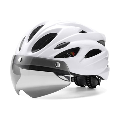 CAIONPLE Fahrradhelm Fahrradhelm Fahrradhelm mit Rücklichtbrille Verstellbarer Mountainbike-Helm für Erwachsene Männer Frauen Weiß von CAIONPLE