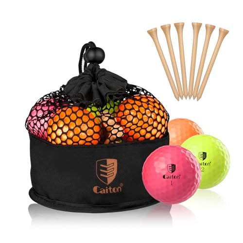 CAITON Bunte Golfbälle, Distanz-Golf-Übungsbälle 9 Stück für Frauen, Rosa, Gelb, Orange von CAITON