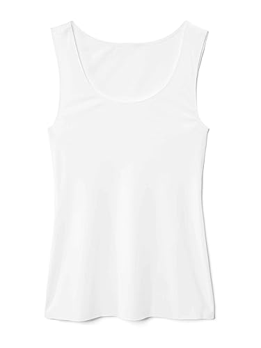 CALIDA Damen Unterhemd Natural Luxe, weißes Tank-Top aus Lyocell und Elastan, nahtlose Abschlüsse mit Rundhalsausschnitt, Größe: 36/38 von CALIDA