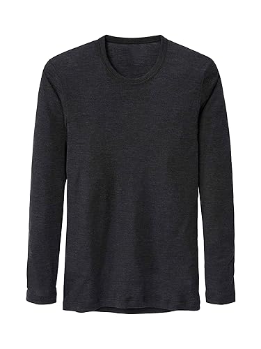 CALIDA Herren Unterhemd Wool &Silk, schwarz aus Schurwolle und Seide, langarm extrem weich, Größe: 46/48 von CALIDA