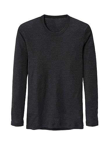 CALIDA Herren Unterhemd Wool &Silk, schwarz aus Schurwolle und Seide, langarm extrem weich, Größe: 56 von CALIDA