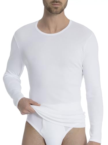 Calida Herren Cotton 1:1 Shirt Langarm Unterhemd, Weiß, 46-48 (S) von CALIDA