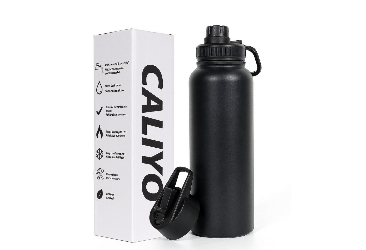 CALIYO Isolierflasche Edelstahl Trinkflasche Thermosflasche 950ml Auslaufsicher, Isolierflasche mit Schraubverschluss für Sport, Fitness, Outdoor von CALIYO