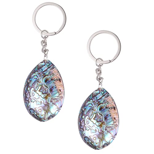 CALLARON 2 Stück Natürliche Muschel Abalone Muschel Schlüsselanhänger Tasche Hängen Dekorative Auto Modeschmuck Für Frauen Männer Geburtstagsgeschenk von CALLARON