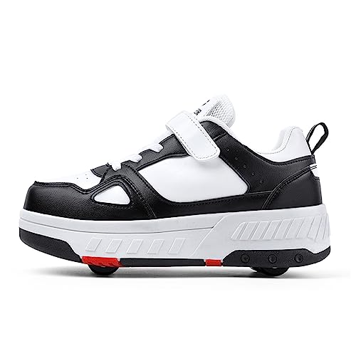 Unisex Schuhe Roller Skating Schuhe, Quad Roller Skates Outdoor Sports Walkingschuhe Rollschuh Skate Für Mädchen Jungen Anfänger Geschenk,Black White-35EU von CALMR