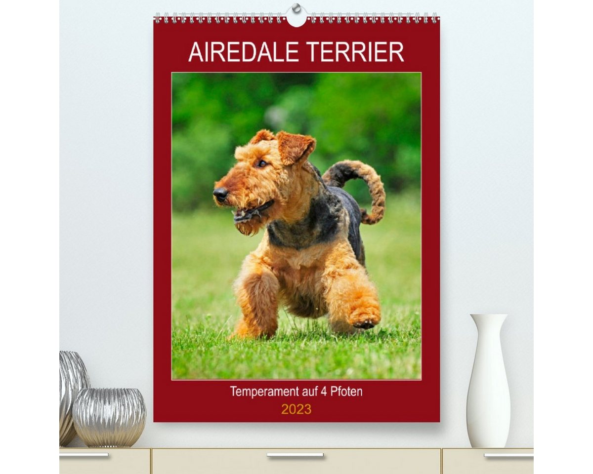 CALVENDO Wandkalender Airedale Terrier - Temperament auf 4 Pfoten (Premium, hochwertiger DIN A2 Wandkalender 2023, Kunstdruck in Hochglanz) von CALVENDO