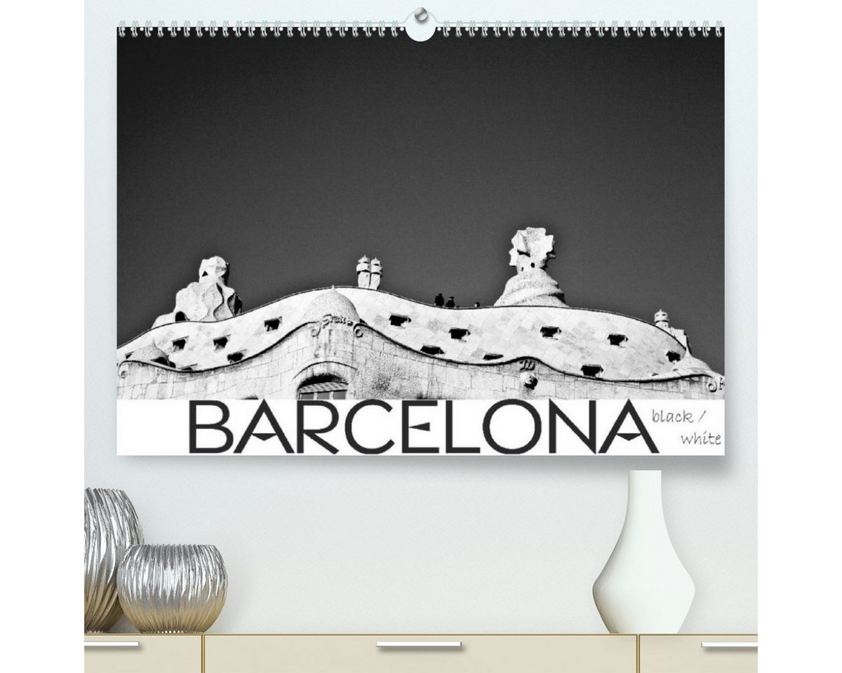 CALVENDO Wandkalender BARCELONA [black/white] (Premium, hochwertiger DIN A2 Wandkalender 2023, Kunstdruck in Hochglanz) von CALVENDO
